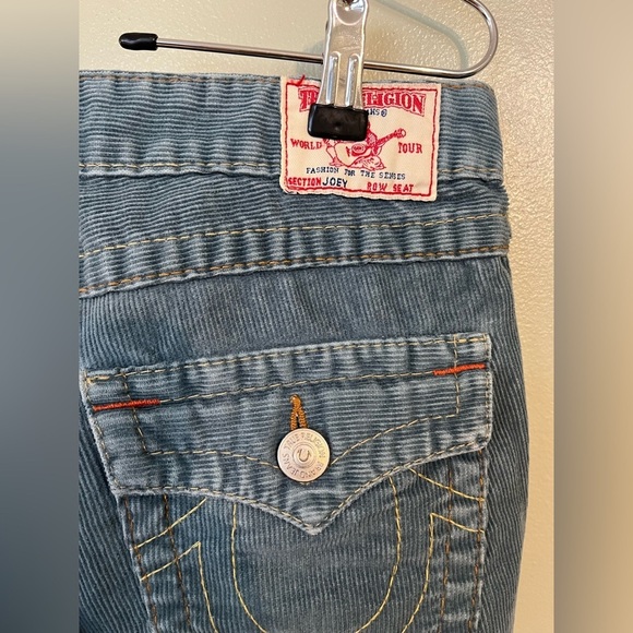 True Religion Womens Vintage Low Rise Flare Blue Corduroy Pants Y2K Joey Sz 28 - Picture 12 of 15